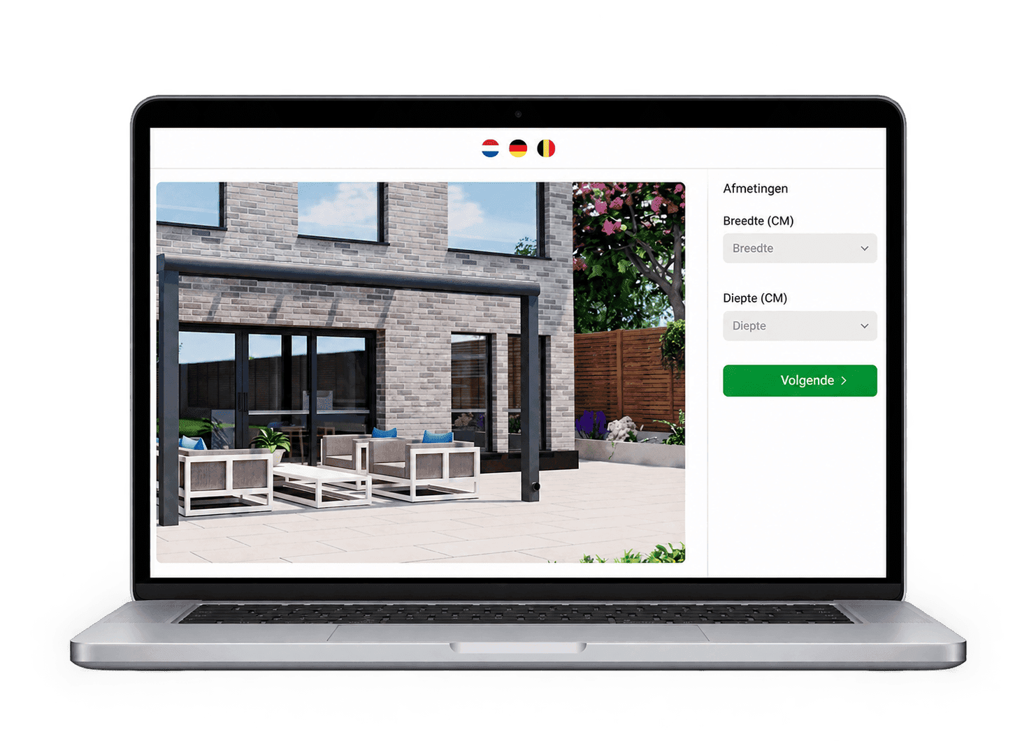 Rolluiken configurator op een laptopscherm
