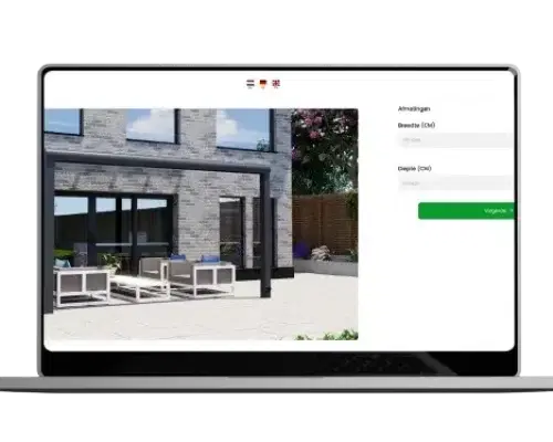Rolluiken configurator op een laptopscherm